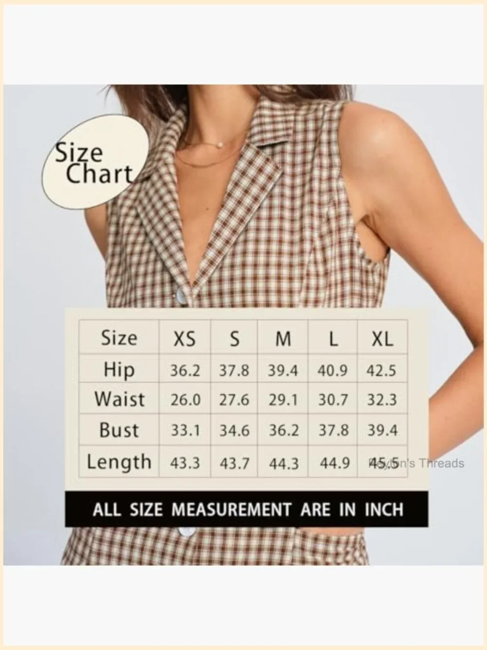 Sleeveless Button Up Plaid Midi A-Line Dress - Picture 7 of 7